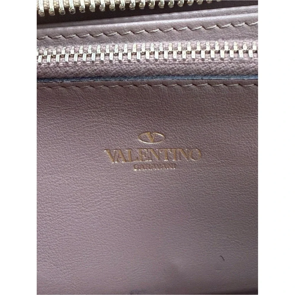 Valentino Garavani Metallic Gold Rockstud Zip-Around‎ Wallet